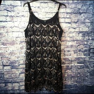 Torrid Black And Metal Sequin Fringe Sleeveless Mini Dress Size 3 (3X)